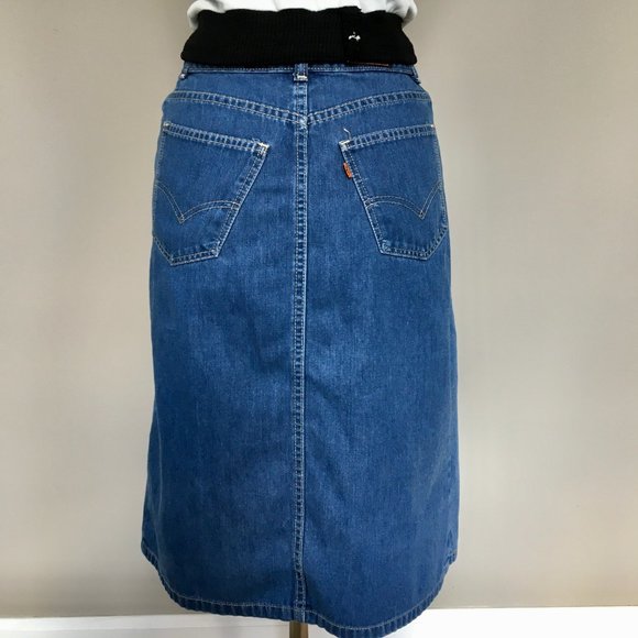 Vtg 70s Levi's High Waisted Orange Tab Denim Skirt - Picture 5 of 12
